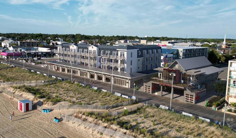If built as proposed, this is what the One Rehoboth Hotel is expected to look like. In this image, the new Rehoboth Beach Patrol project now under construction is also completed. NORR ARCHITECTURE IMAGE